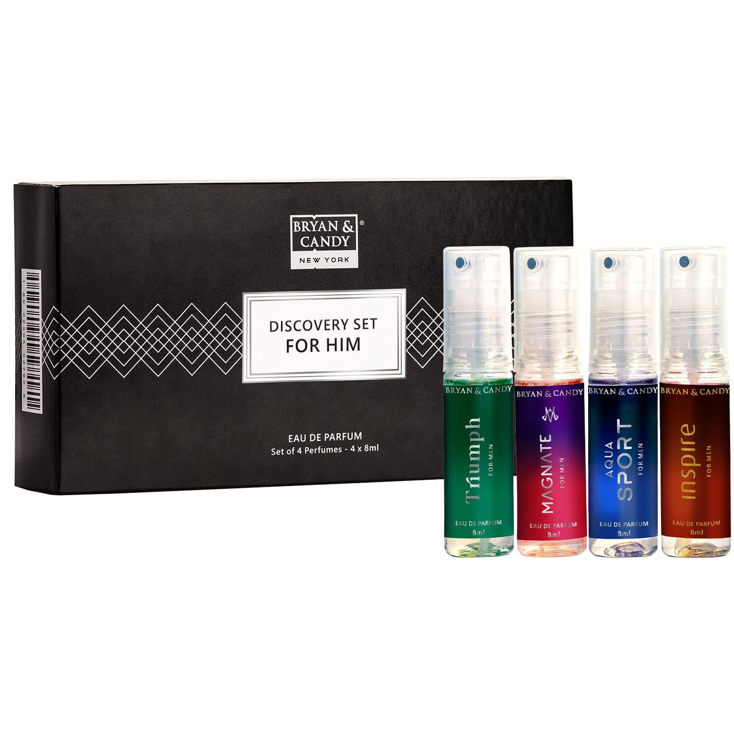 BRYAN & CANDYMen's Discovery Set Perfume- Eau De Parfum |Long Lasting and Soothing Fragrances | Set Of 4 X 8 ml