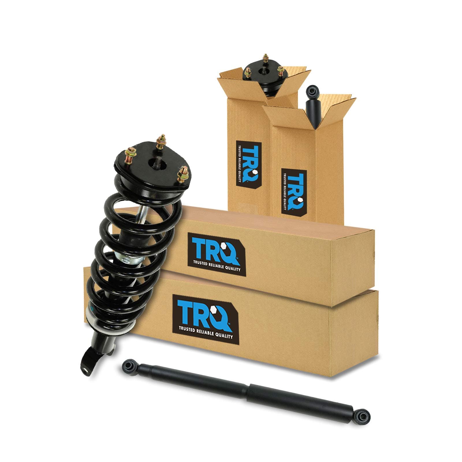 TRQ Front and Rear Complete Strut Assembly & Shock Absorber Kit Complete Strut & Coil Spring Assembly Compatible with 2009-2010 Dodge Ram 1500 2011-2018 Ram 1500 2019-2020 1500 Classic