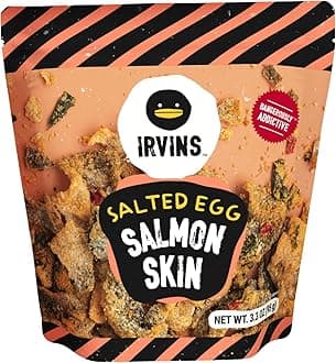 Salted Egg Salmon Skin Chips & Crisps – Premium Hand Cooked, Halal, Keto-Friendly, High Protein Snack | Dangerously Addictive | (3.3 oz, Pack of 6)