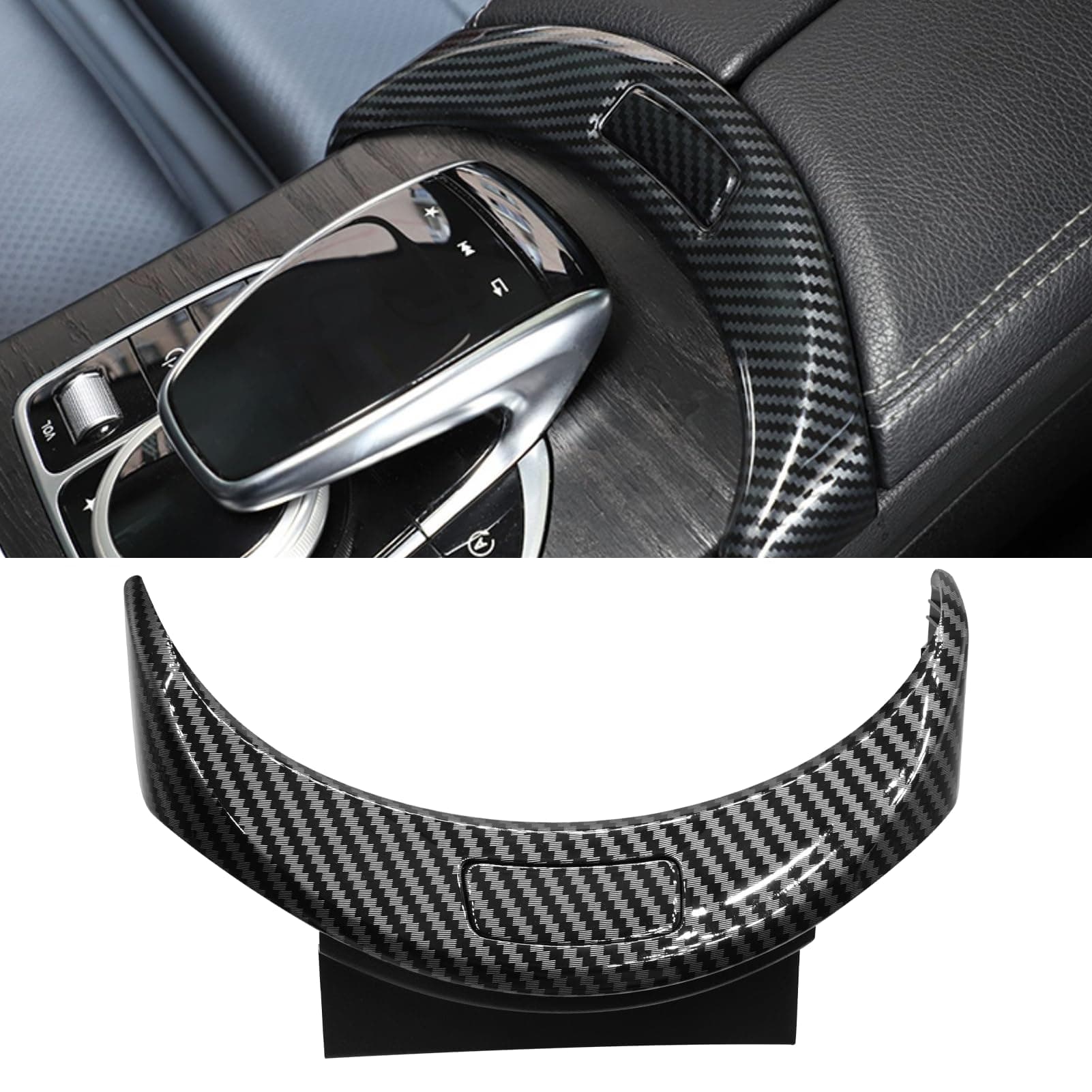 Compatible with Mercedes Console Release Switch, for W205 Center Console Trim C Class 2015-2021 and W253 Center Armrest Button Switch 2016-2022 (7.87-Inch Inner Width, Not Real Carbon)