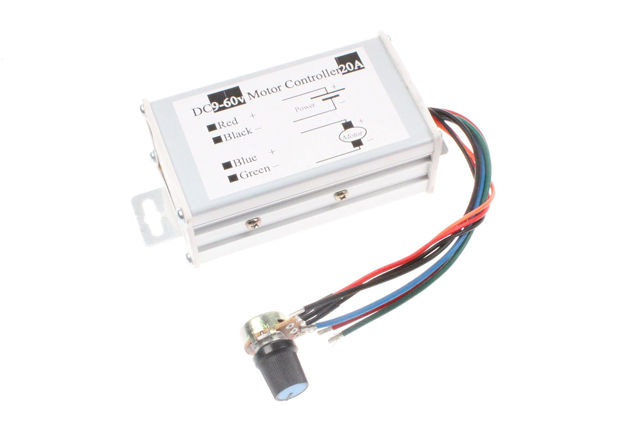 NOYITO PWM Motor Speed Controller 20A DC 9V-60V 12V 24V 36V 48V Brush Motor Controller (20A)