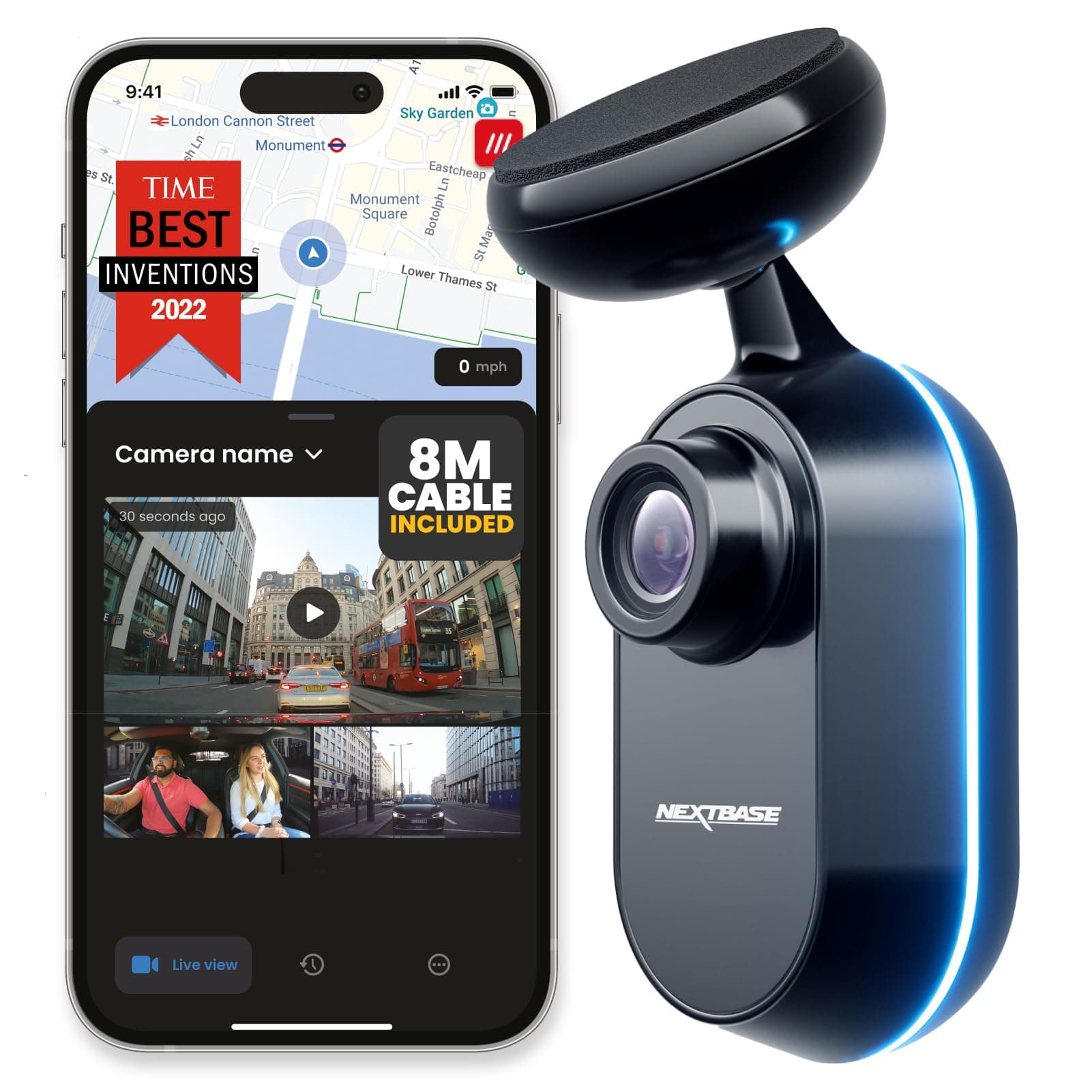 Nextbase IQ 2K Rear Dash Cam - Nextbase Dash Cam for Rear Window, Compatible with IQ Front View Dash Cams - Live View, Smart Parking, Witness Mode, SOS Response, Voice Control, 4G Data