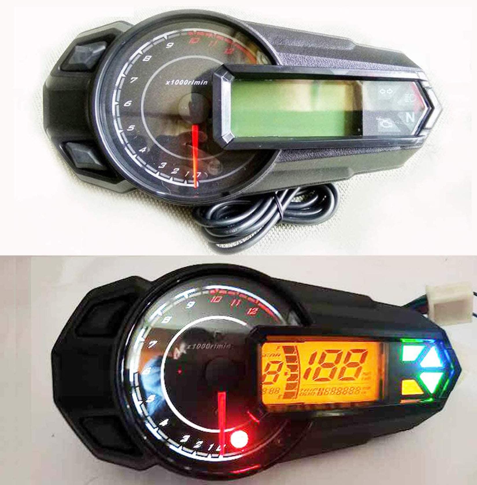 SAMDO Digital Speedometer 199 Km/h 6 Gear LCD Universal Motorcycle Speedometer Gauge with Odometer 13000 RPM Tachometer