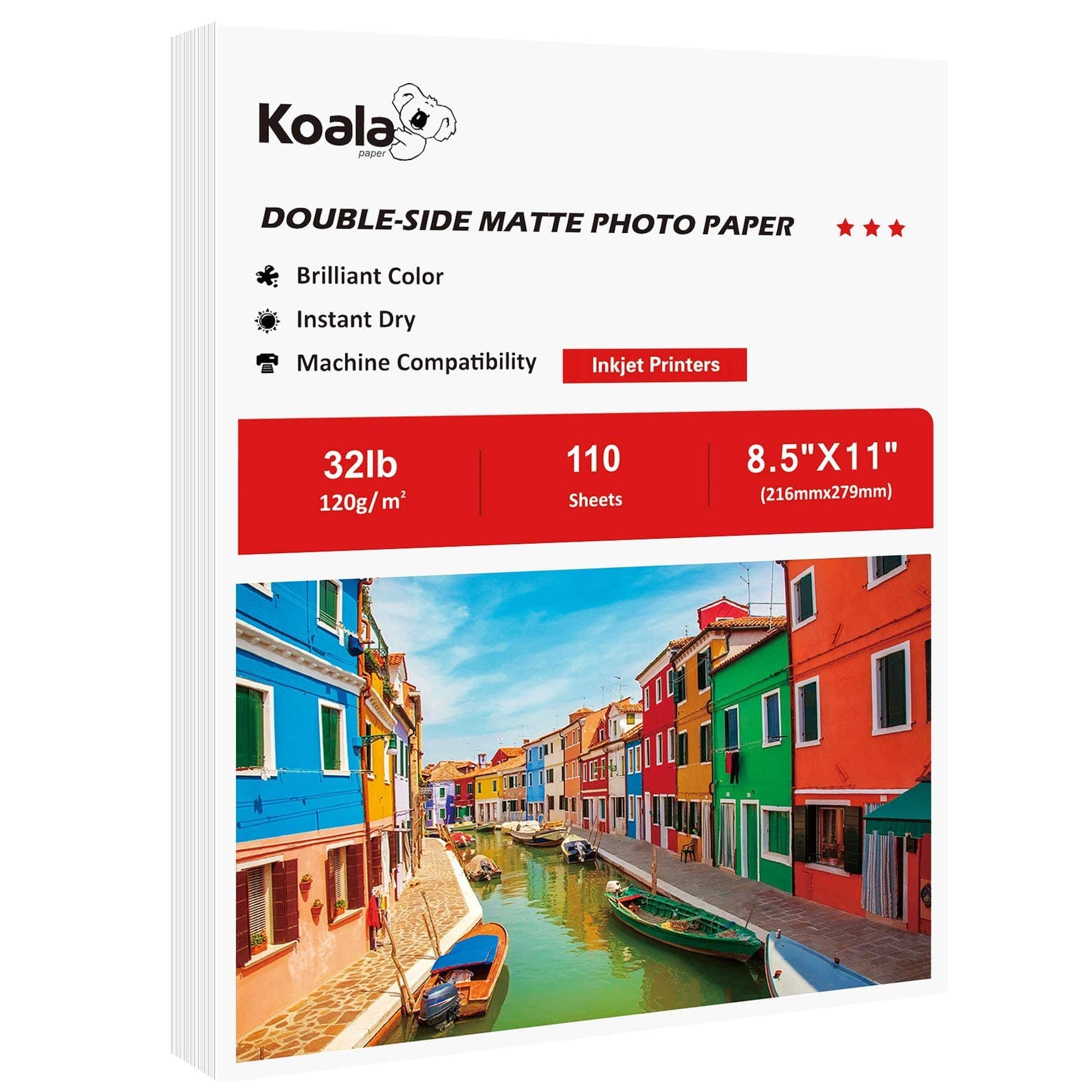 KOALA PAPER Thin Presentation Double-Sided Matte for Printing Photo 8.5X11 Inches 110 Sheets, Compatible with Inkjet Printer