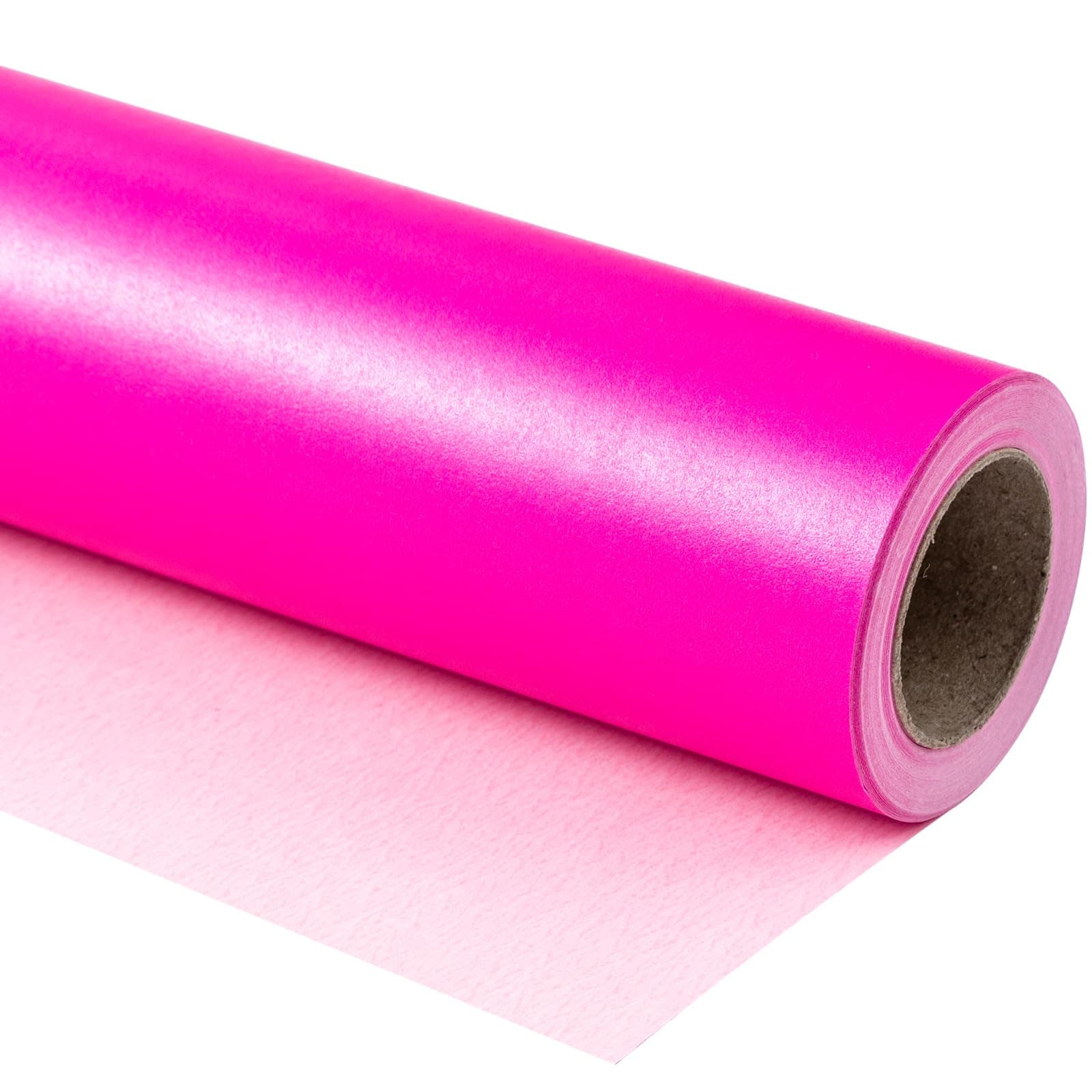 RUSPEPA Hot Pink Matte Wrapping Paper - Mini Roll - Solid Color Pearly Lustre Paper Perfect for Wedding, Birthday, Christmas, Baby Shower - 17 Inches X 32.8 Feet