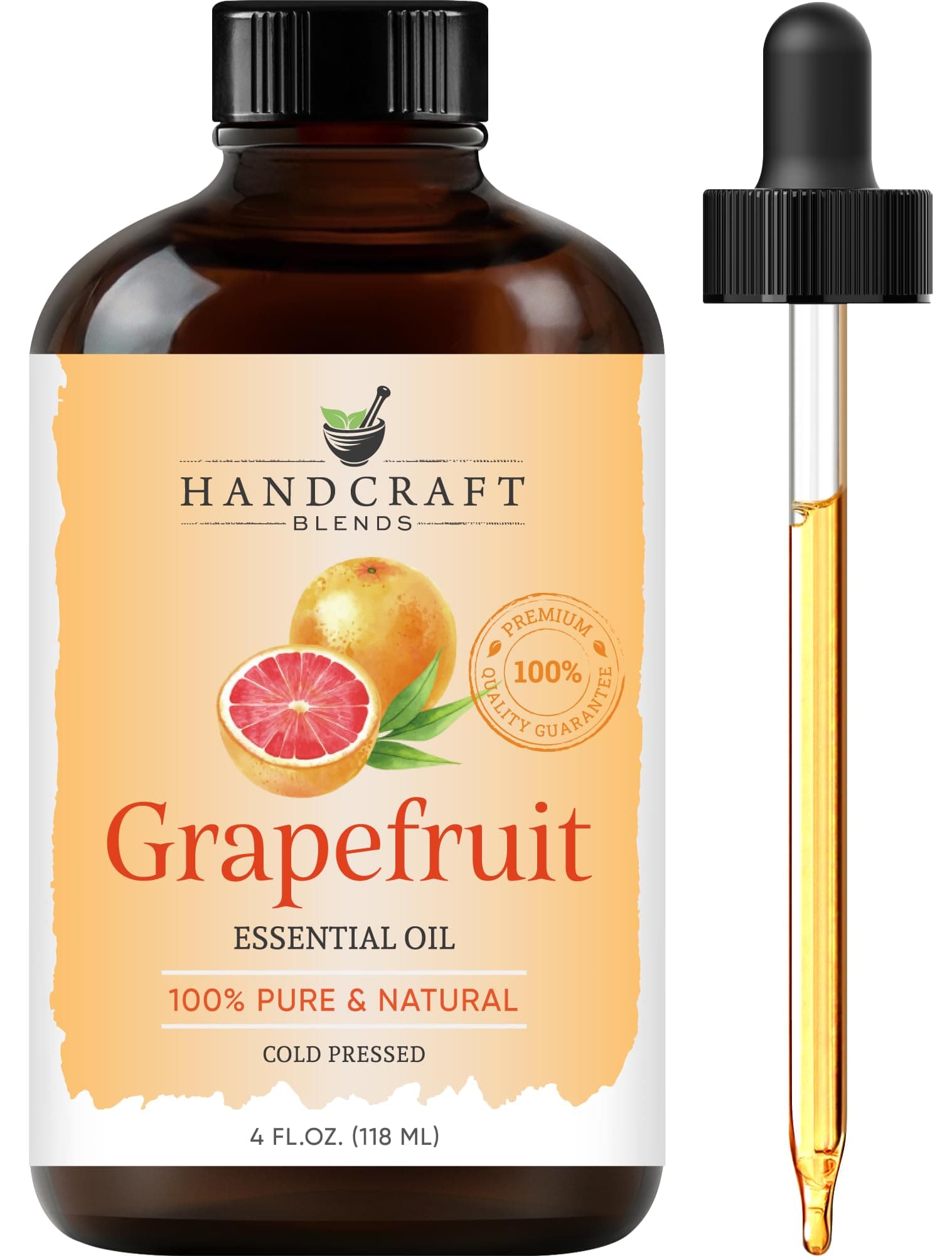 Handcraft Blends Grapefruit Essential Oil - Huge 4 Fl Oz - 100% Pure and Natural - Premium Grade with Glass Dropper