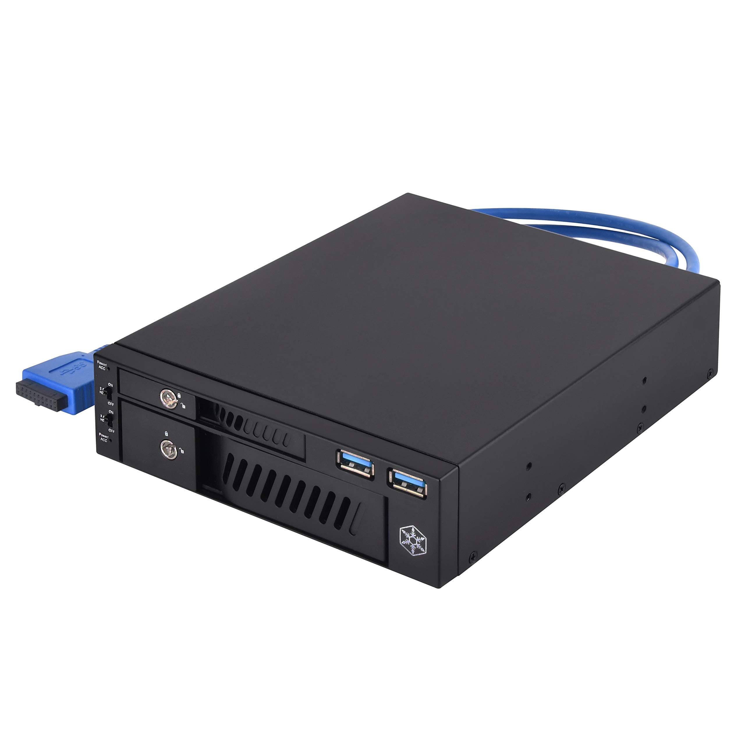 SilverStone Technology 5.25" Bay to 1 X 3.5 HDD/SSD and 1 X 2.5 HDD/SSD Hot-Swap Adapter with 2 X USB 3.1 Gen 1 Ports SST-FP510