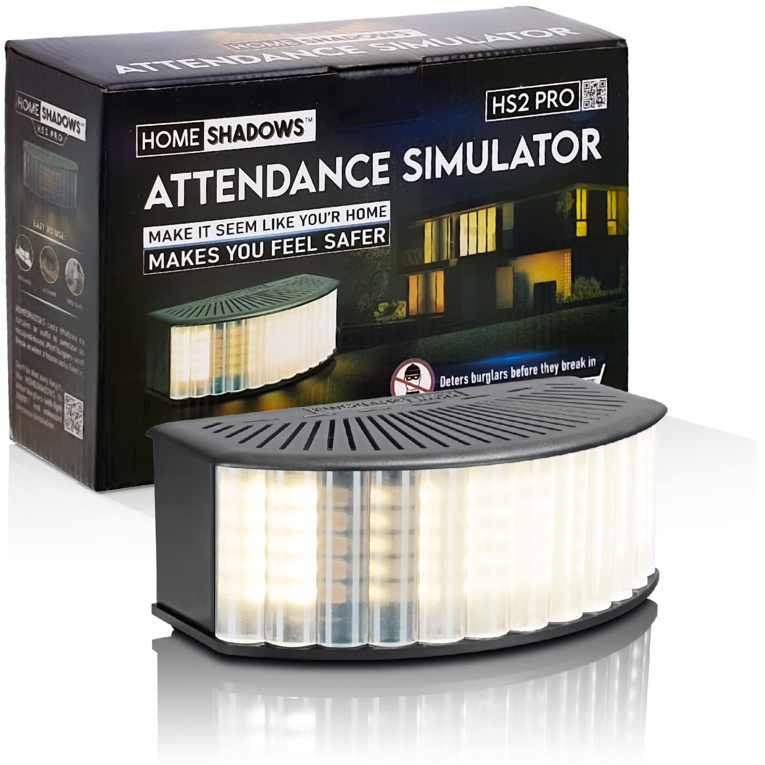 Attendance Simulator - DIY Home Security System That Casts Shadows on Curtains or Walls to Deter burglars Before They Try to Break in - Security Light for Home Safety - Black