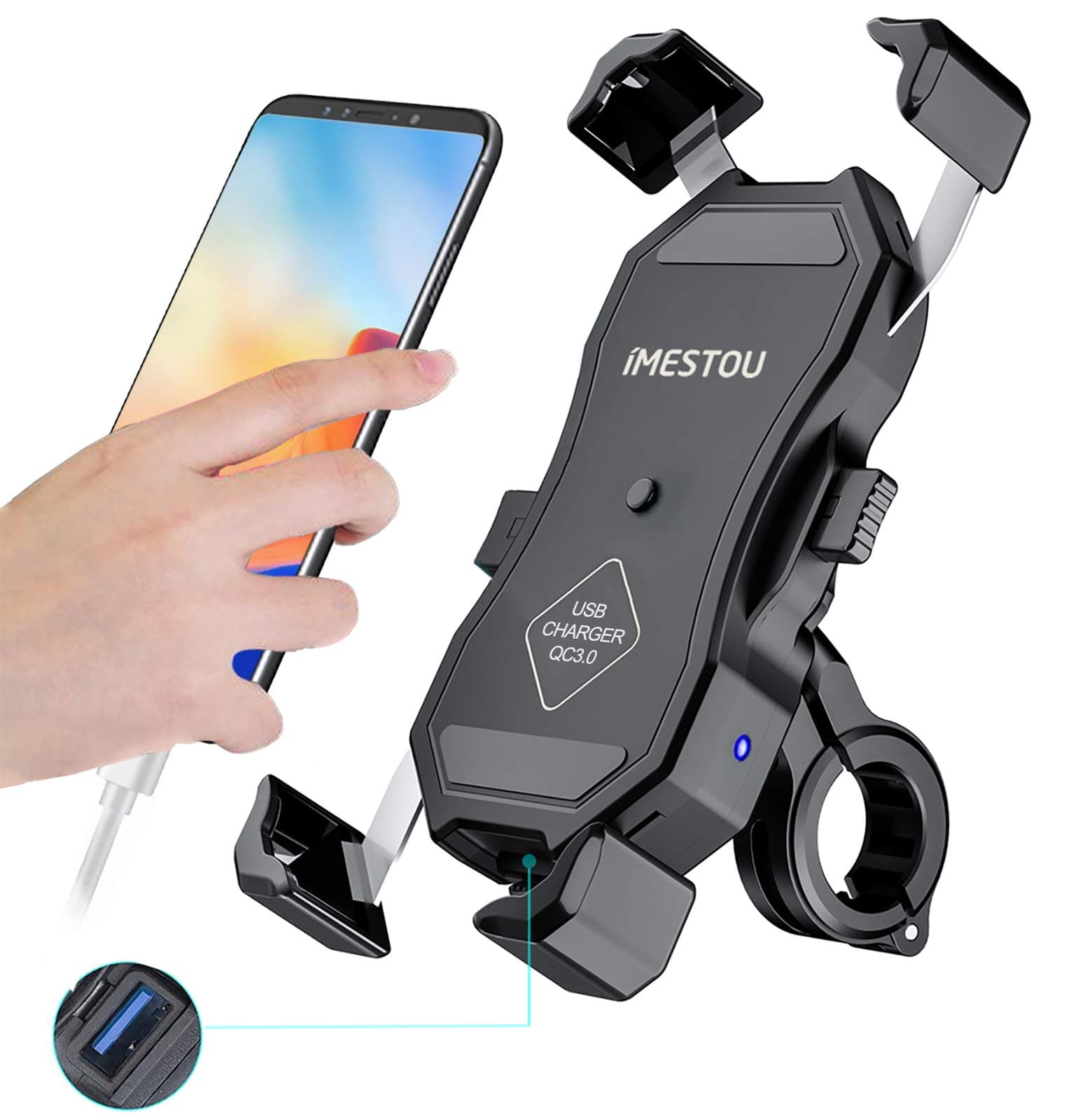 Motorcycle Phone Mount with USB A Charger