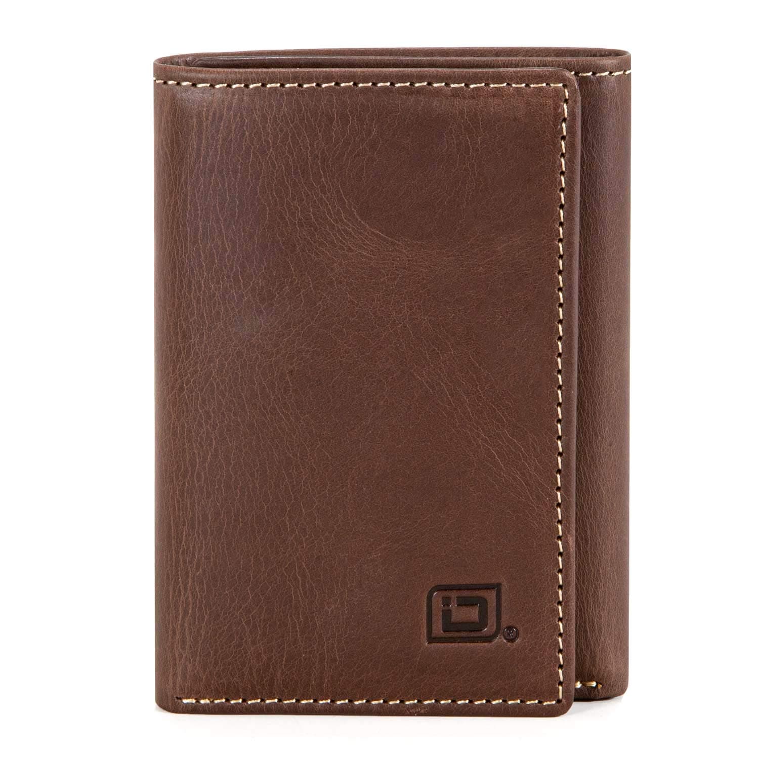 Slim RFID Blocking Trifold Wallet for Men - Genuine Leather (Classic Brown)