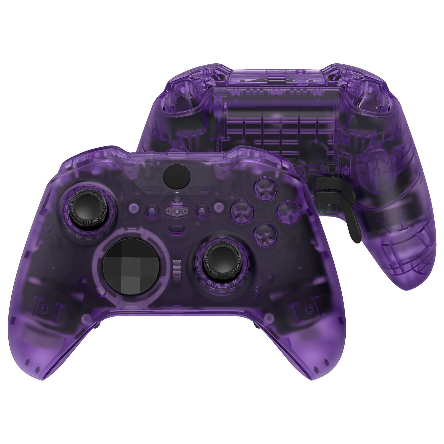 eXtremeRate Full Set Shell Buttons for Xbox One Elite Series 2 Controller, Clear Atomic Purple Replacement Faceplate Back Plate Bottom Shell Case with Buttons for Xbox Elite Series 2 Core Controller