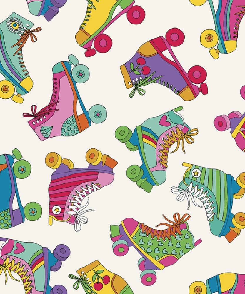 Roller Rink Skating Glossy Gift Wrap Flat Sheet - 24" x 6'