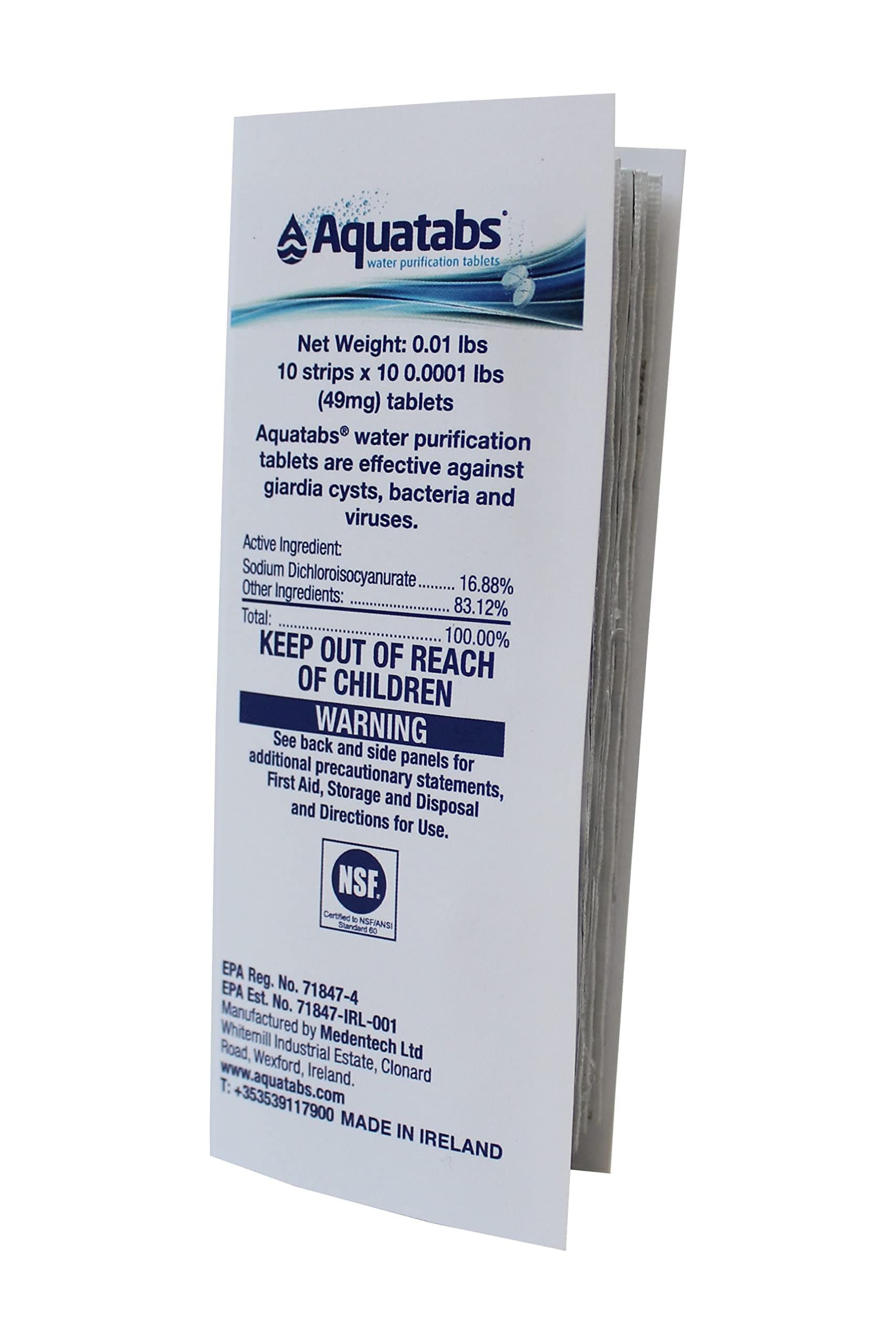 Aquatabs 49mg Water Purification Tablets - 100 Pack