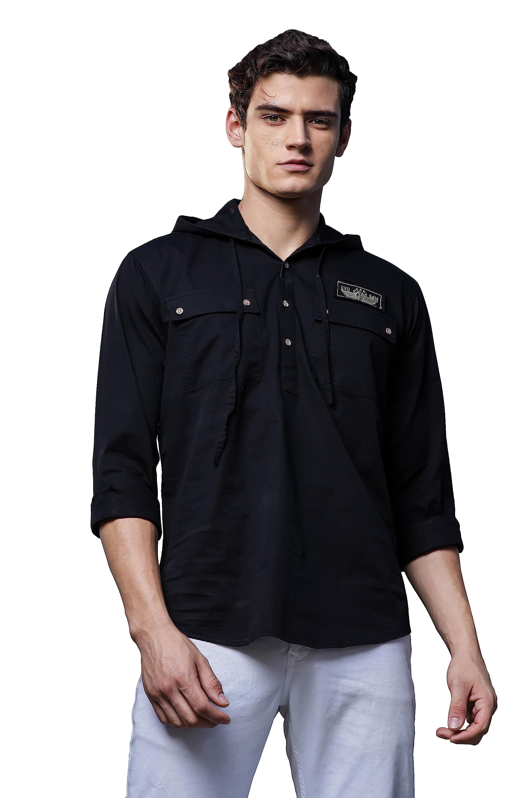 BE ACTIVE Men's Solid Slim Fit Cotton Casual Shirt with Spread Collar & Full Sleeves