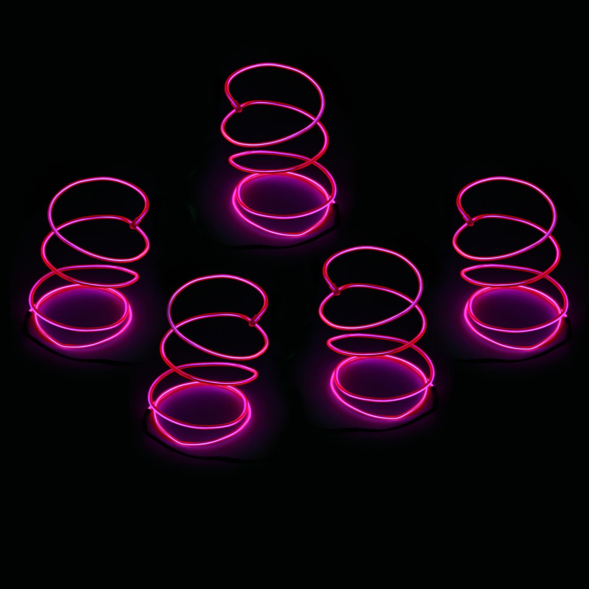 Shapable EL Wire, Neon Glowing Super Bright LED Cable/EL Wire with AA Battery Inverter for Halloween Christmas Party DIY Decoration, 5 by 1 Meter(Pink)