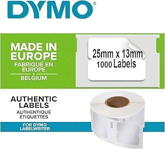 DYMO Original LabelWriter Multi-Purpose Labels (Small), 13 mm x 25 mm, Roll of 1,000 Easy Peel Labels, Self-Adhesive, for LabelWriter Label Printers and Labelling Device