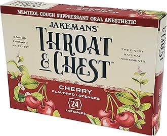 Cherry Throat & Chest Lozenges Cough Drops – Cough, Sore Throat and Seasonal Distress Soothing Relief – Liquid Drop Shape – 24 Count