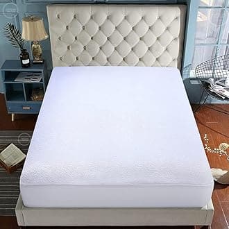 Waterproof Mattress Protector King Deep, Moisture Wicking Anti Allergy 30cm Fitted Stretch skirt Terry Towel Mattress Protector Cover (152 X 200cm)