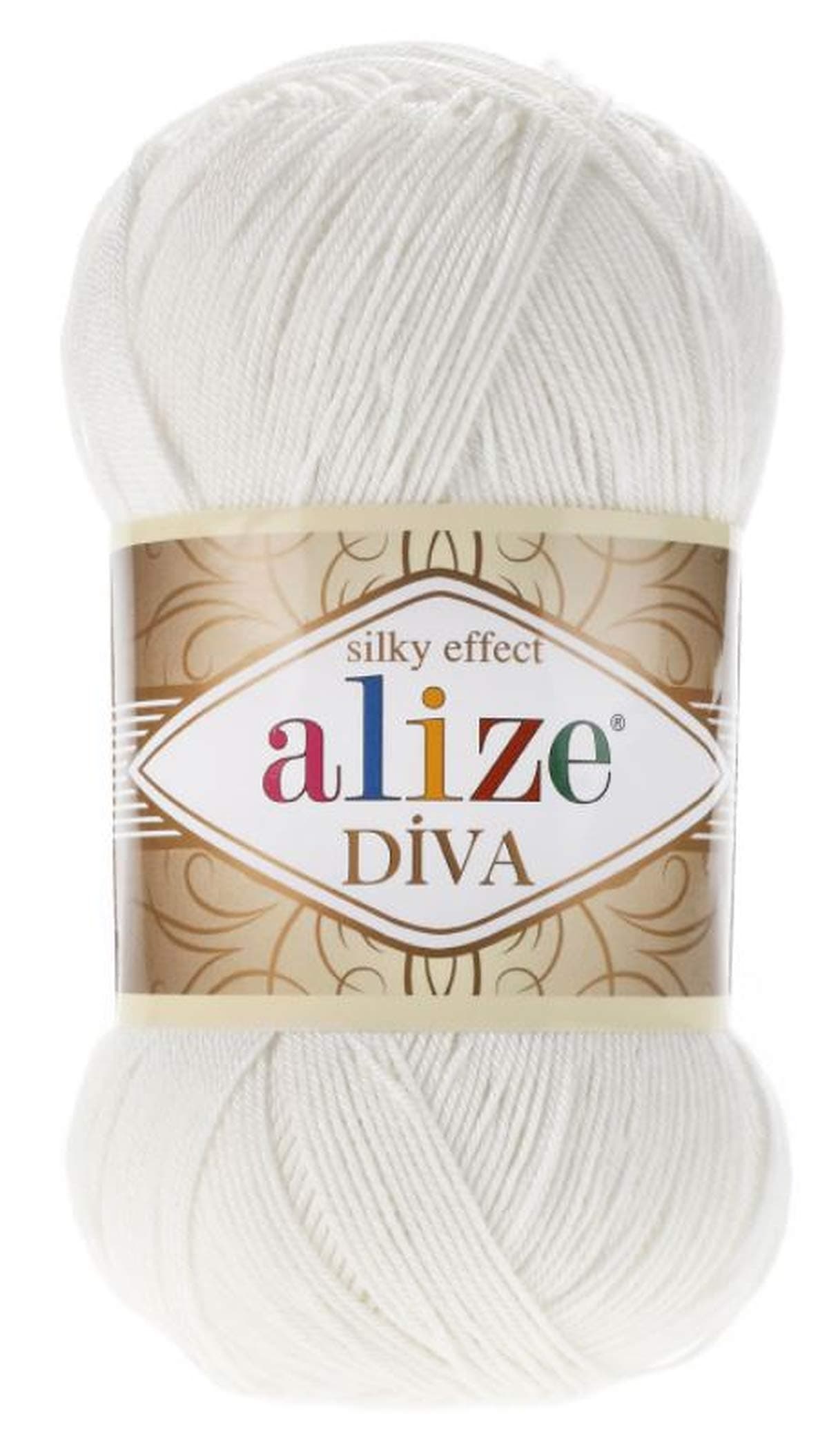 Diva Silk Effect 100% Microfiber Acrylic Sport Yarn 1 Ball skeins 100gr 383yds Color (450 - Pearl)