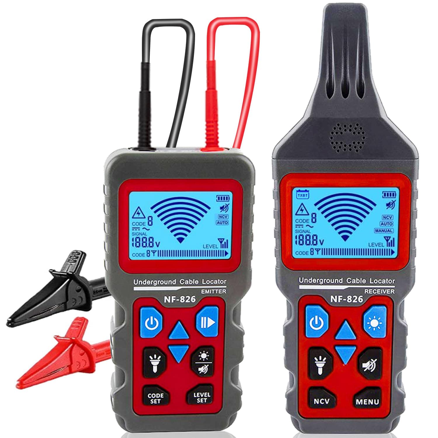 NOYAFA nf-826 Underground Cable Locator, Wire Tracking Detector, Wall and Underground Pipeline Wire Detector Fuse, Switch, Short Circuit Breaker Fault Finder/Rechargeable Underground Wire Detector