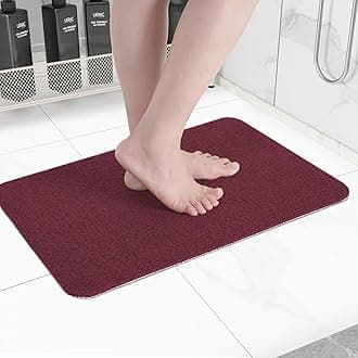 Non-Slip Bathtub Mat, Anti Slip Shower Mat, Fast Drying Bathtub Mats, Foot Scrubber Mat, Anti Slip Mat for Tub, Floor, Bathroom, Kitchen, Home, Hotel (Wine Red 24"×16")