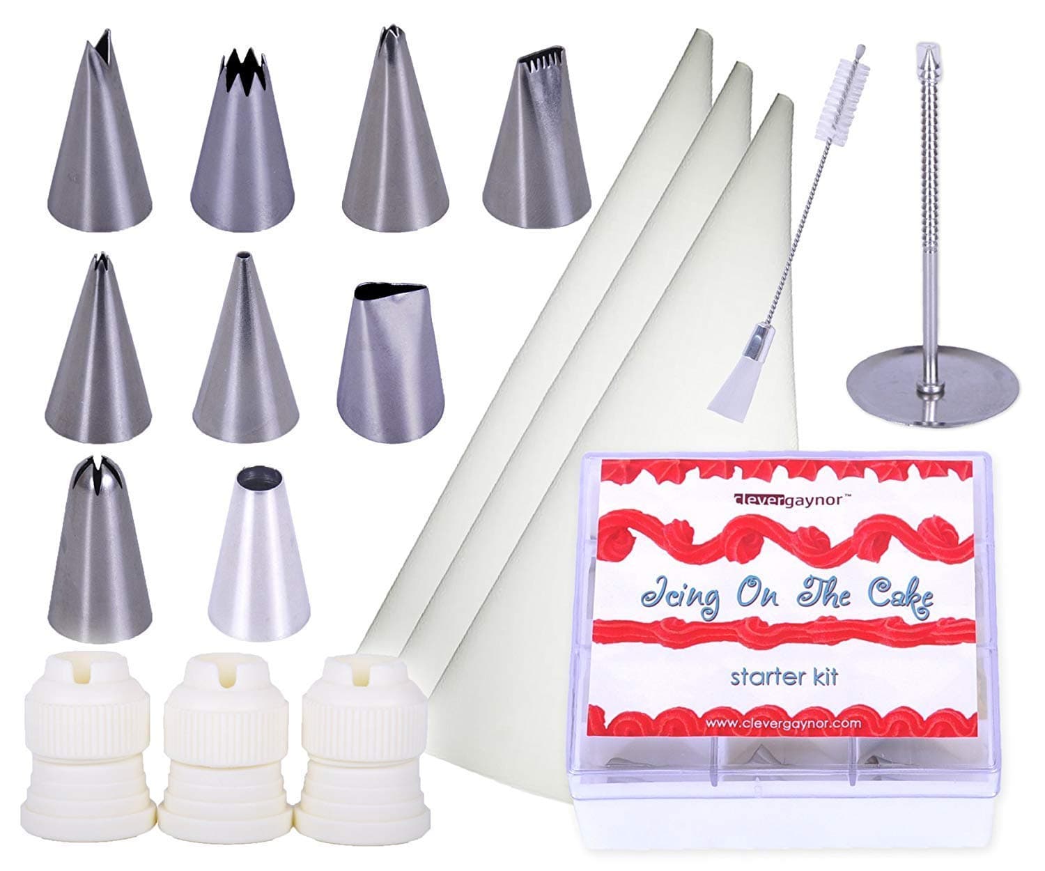 Cake Decorating Kit with Supplies - Edible Decor - Complete with Icing Bags and Cleaning Brush - Perfect to Add Icing To Cakes, Cupcakes, Cookies and Pastries - Decorate Like a Professional