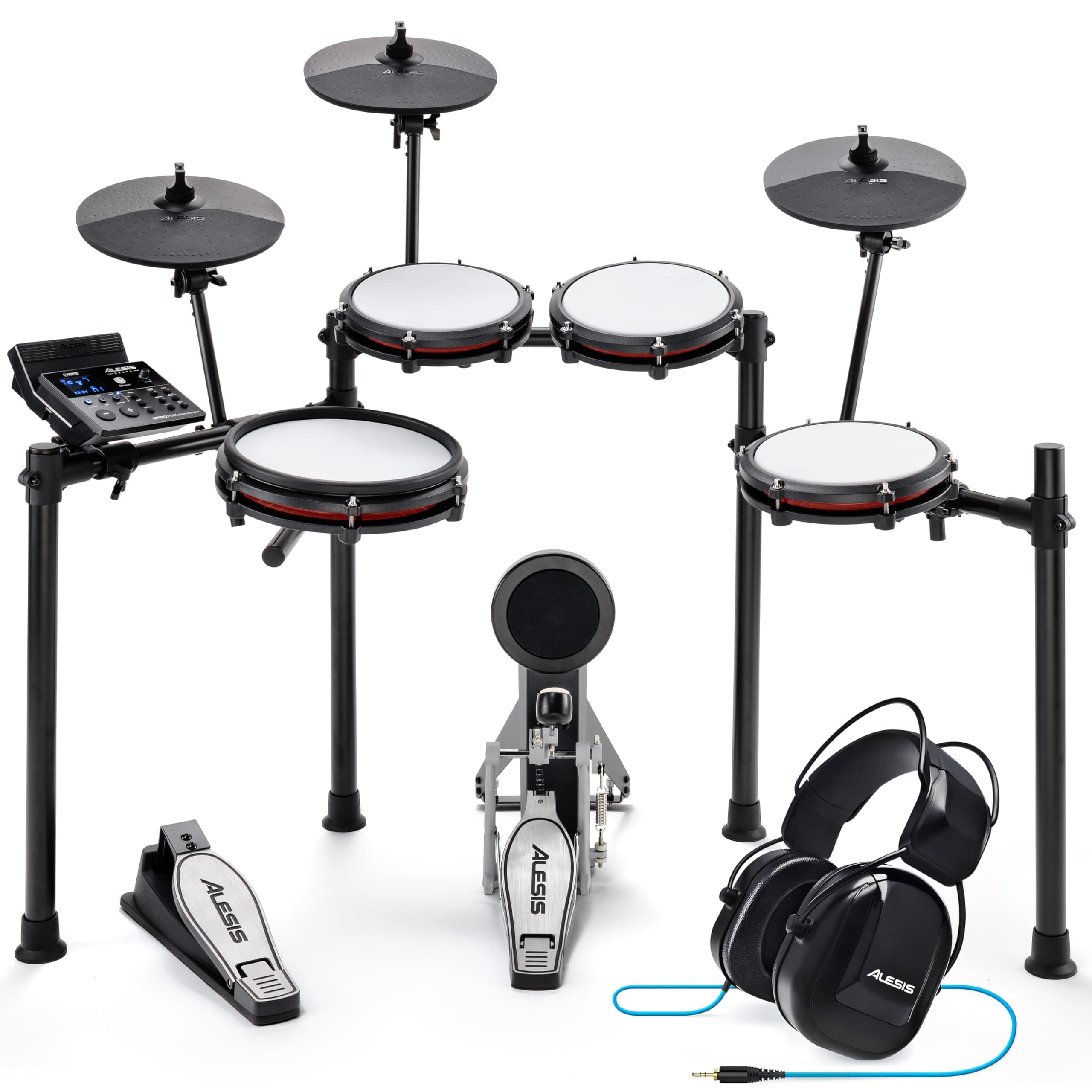Nitro Max Kit Electric Drum Set with Quiet Mesh Pads, 10" Dual Zone Snare, Bluetooth, 440+ Sounds, Drumeo, USB MIDI, and Drummer Headphones