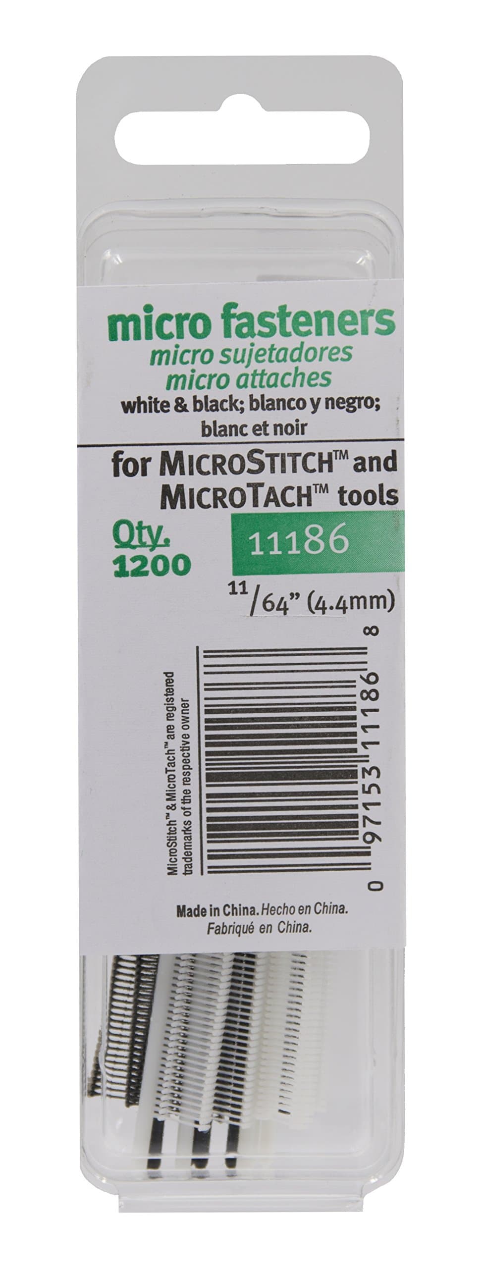 AVERY Fasteners 4.4 mm 11/64-inch Micro Stitch Fastener Refills, Pack of 1200, White/Black