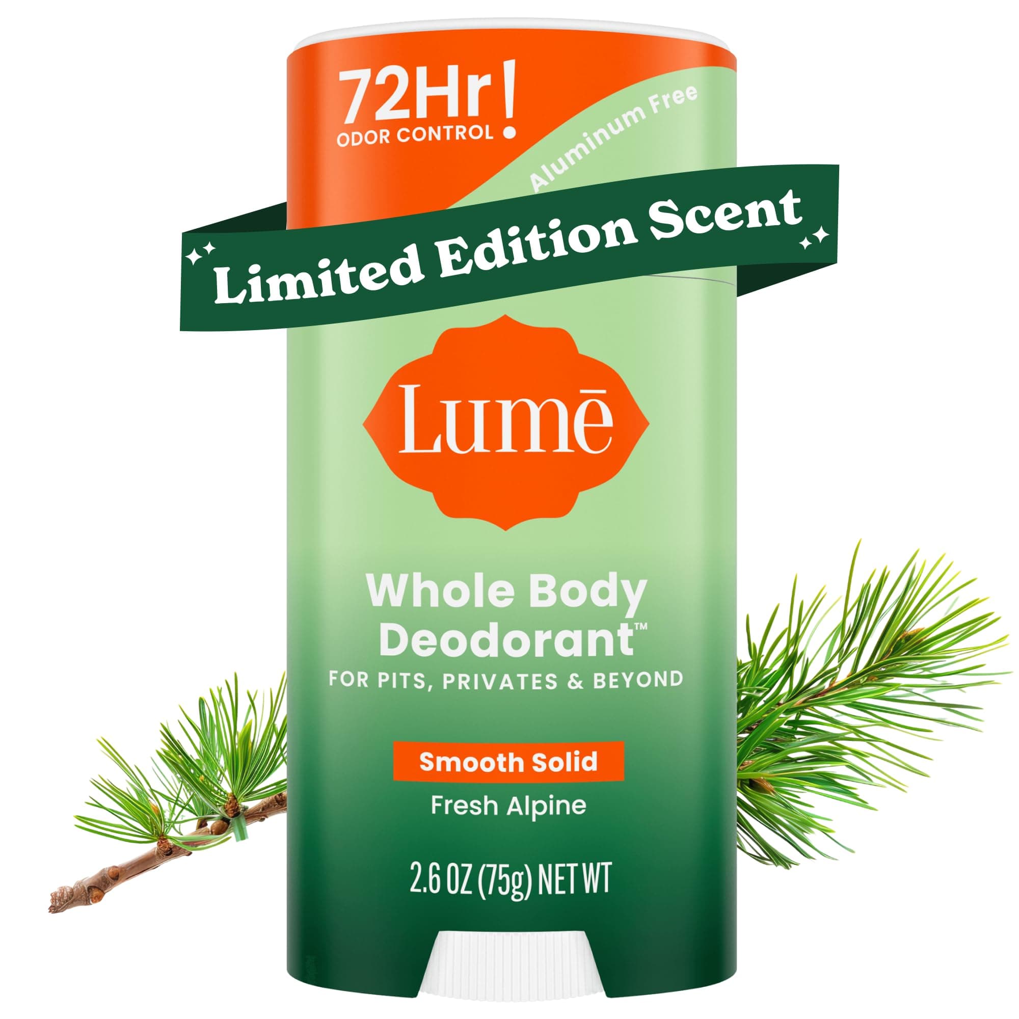 Whole Body Deodorant - Smooth Solid Stick - 72 Hour Odor Control - Doctor Developed - Aluminum Free, Baking Soda Free and Skin Loving - 2.6 Ounce (Fresh Alpine)