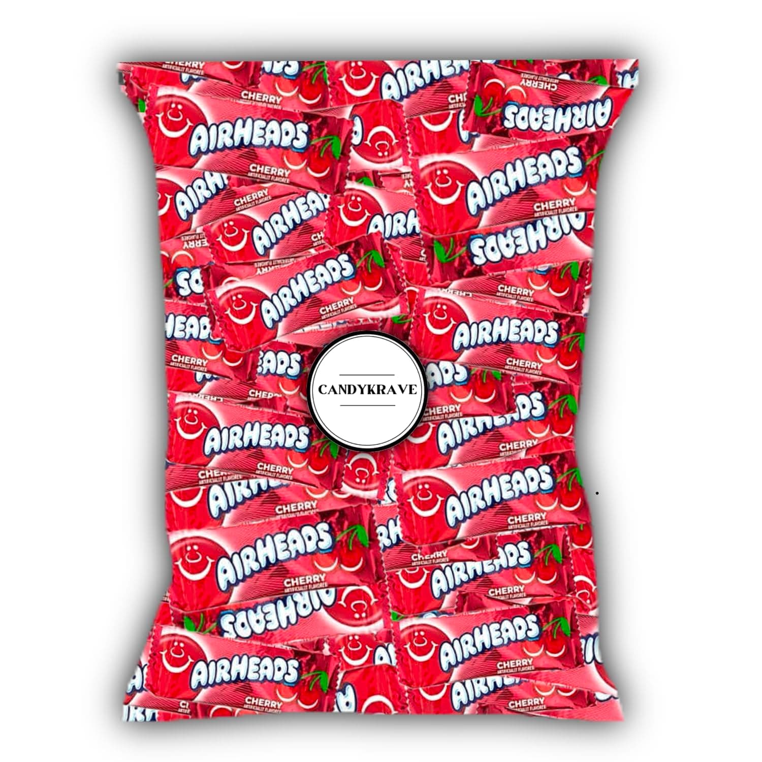 Airheads Candy Mini Bars, Cherry Flavored, 40 Pieces Bulk Bag, Individually Wrapped Non-Melting Chewy Fruit Taffy, Gluten Free, Perfect for Birthdays, Parties & Pantry (1 lbs)