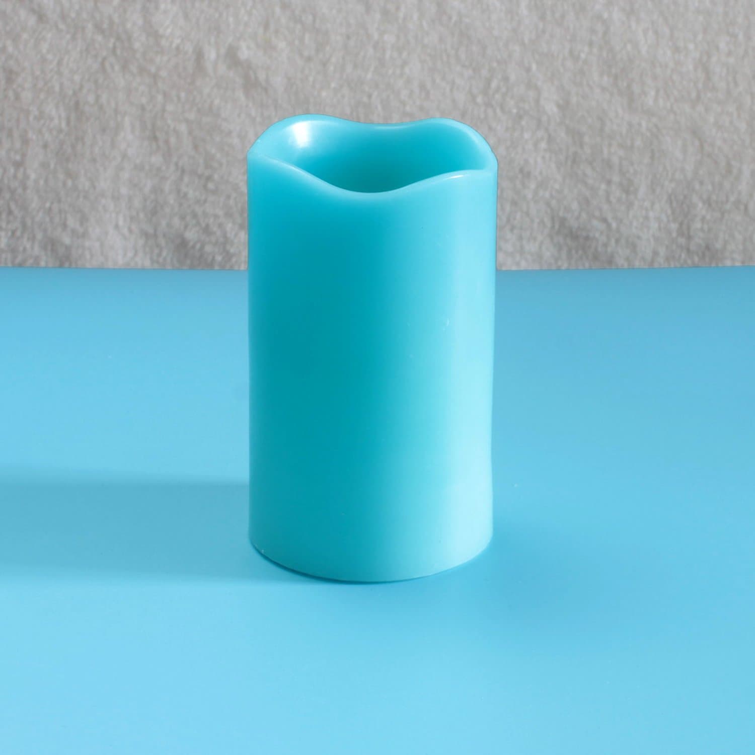 Home Impressions Battery Operate Melted Flameless Pillar Candle with Timer, 3 x 5, Blue