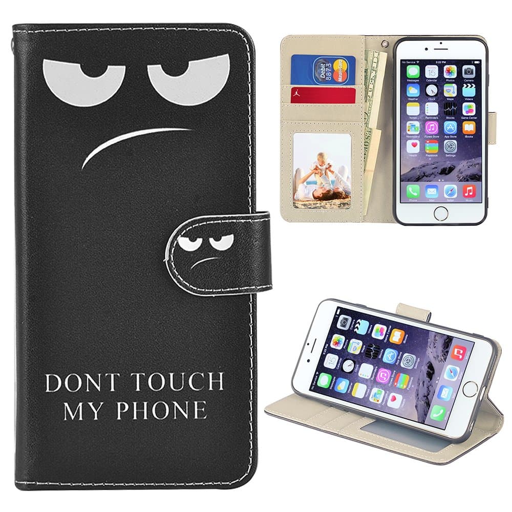 RusseryPek iPhone 6/6s Case, iPhone 6/6s Wallet Case Folio Flip Premium PU Leather Case Cover with Card Holder Slot Pockets,Wrist Strap,Magnetic Closure for Apple iPhone 6/6s 4.7 Inch, Don't Touch