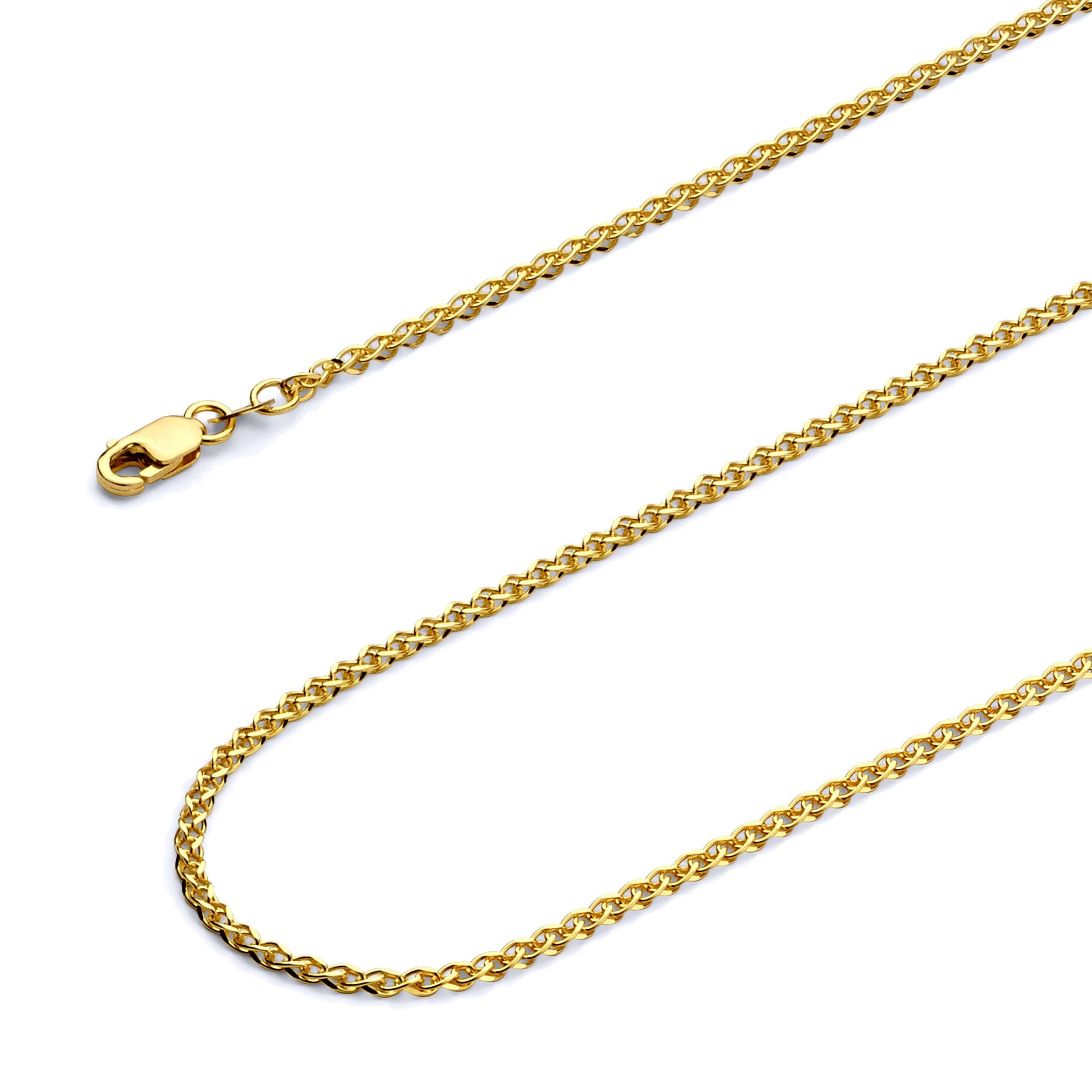Wellingsale 14K Solid Gold Open Wheat Chains (Select Options)