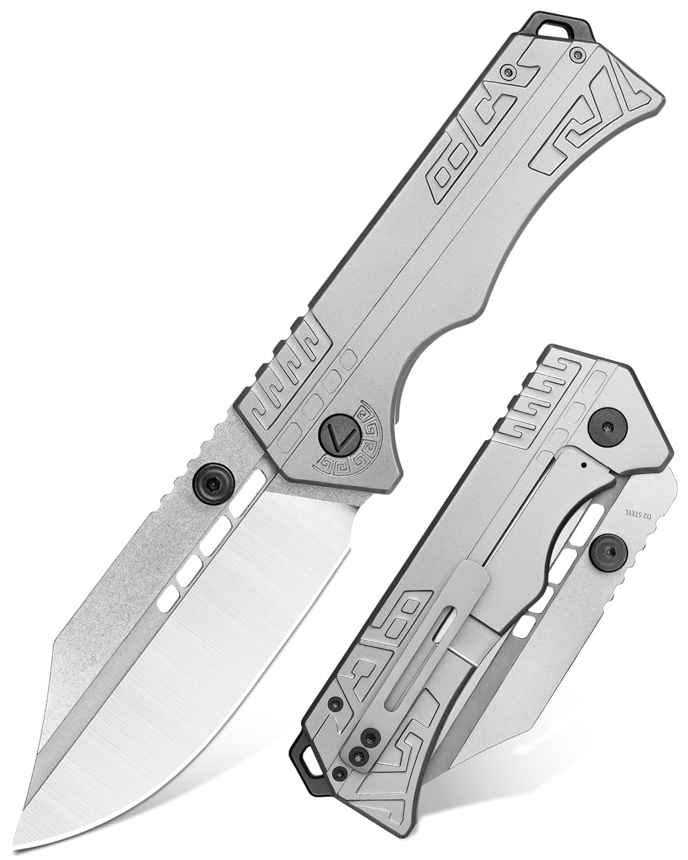 VALHALLA LORD Cool Pocket Knife for Men, 3.6'' D2 Steel Large Pocket Knife with Clip, Tactical Knife with Frame Lock, Big Folding Knives for Outdoor Survival, for Collection