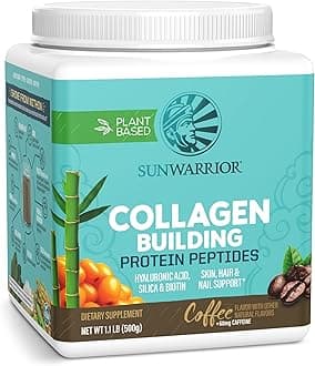 Sunwarrior Vegan Collagen Building Powder Protein Peptide with Biotin Vitamin C Hyaluronic Acid Collagen Protein Powder for Hair Skin Nail Dairy Free Gluten Free | CoffeeCollagen Powder