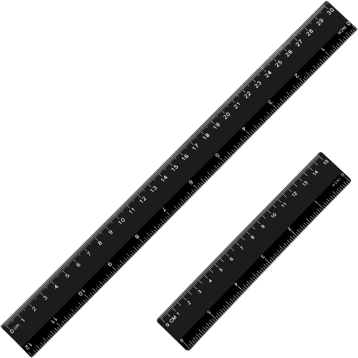 eBoot Plastic Ruler Straight Ruler Plastic Measuring Tool 12 Inches and 6 Inches, 2 Pieces