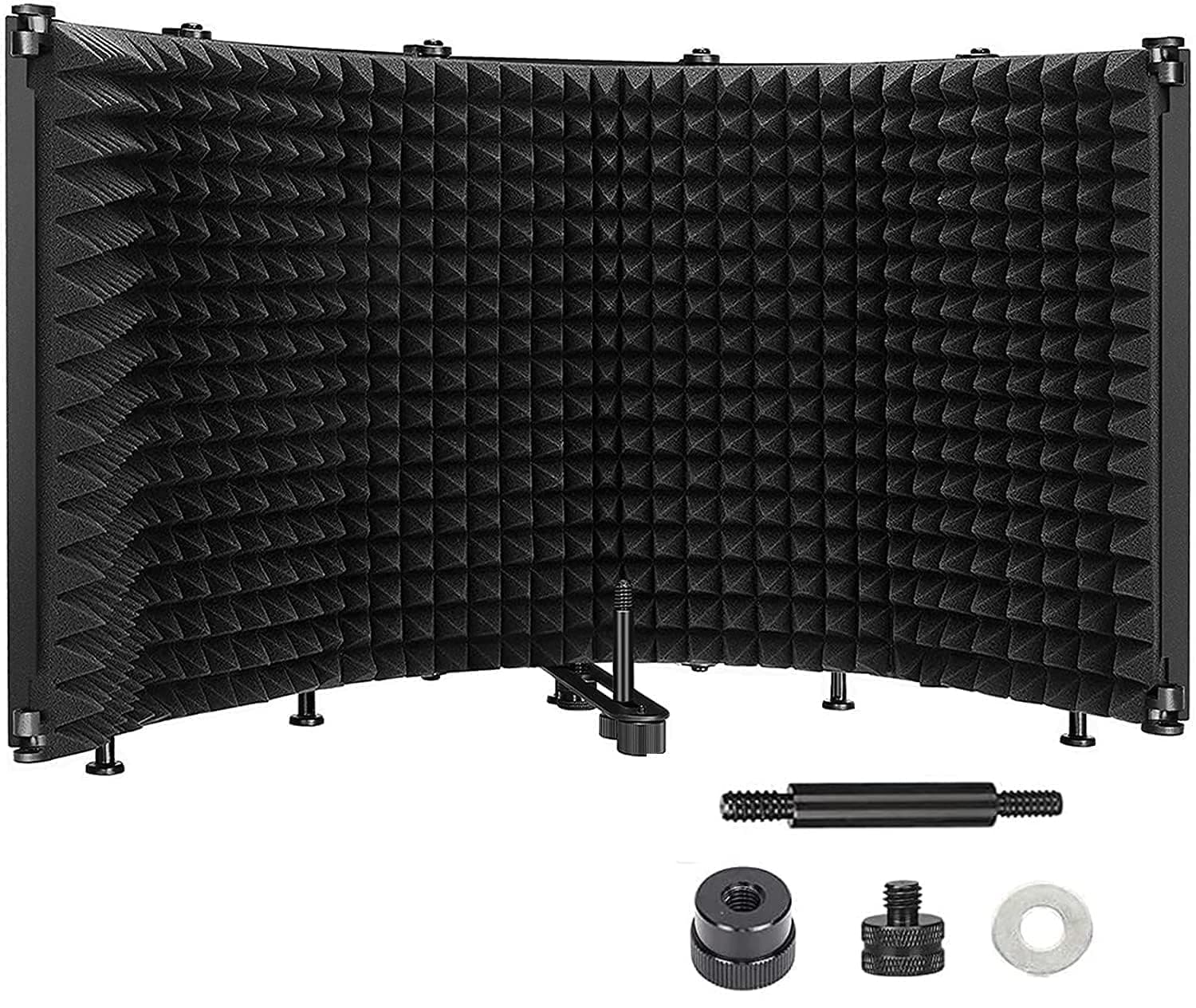 MOCKING BIRD Professional Acoustic Foam Microphone Isolation Shield |Echo Absorbing Soundproof panels Shield | Vocal Booth for Home Studio & Any Condenser Recording Equipment (Black) (5 panel)