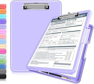 ANZNKU Storage Clipboard Heavy Duty, Clipboard with Storage 13.3x9.6 inches, Side Opening Plastic Clipboard, Nursing Clipboard Foldable, Letter Size Smooth Writing for Work, Study(Light Purple)