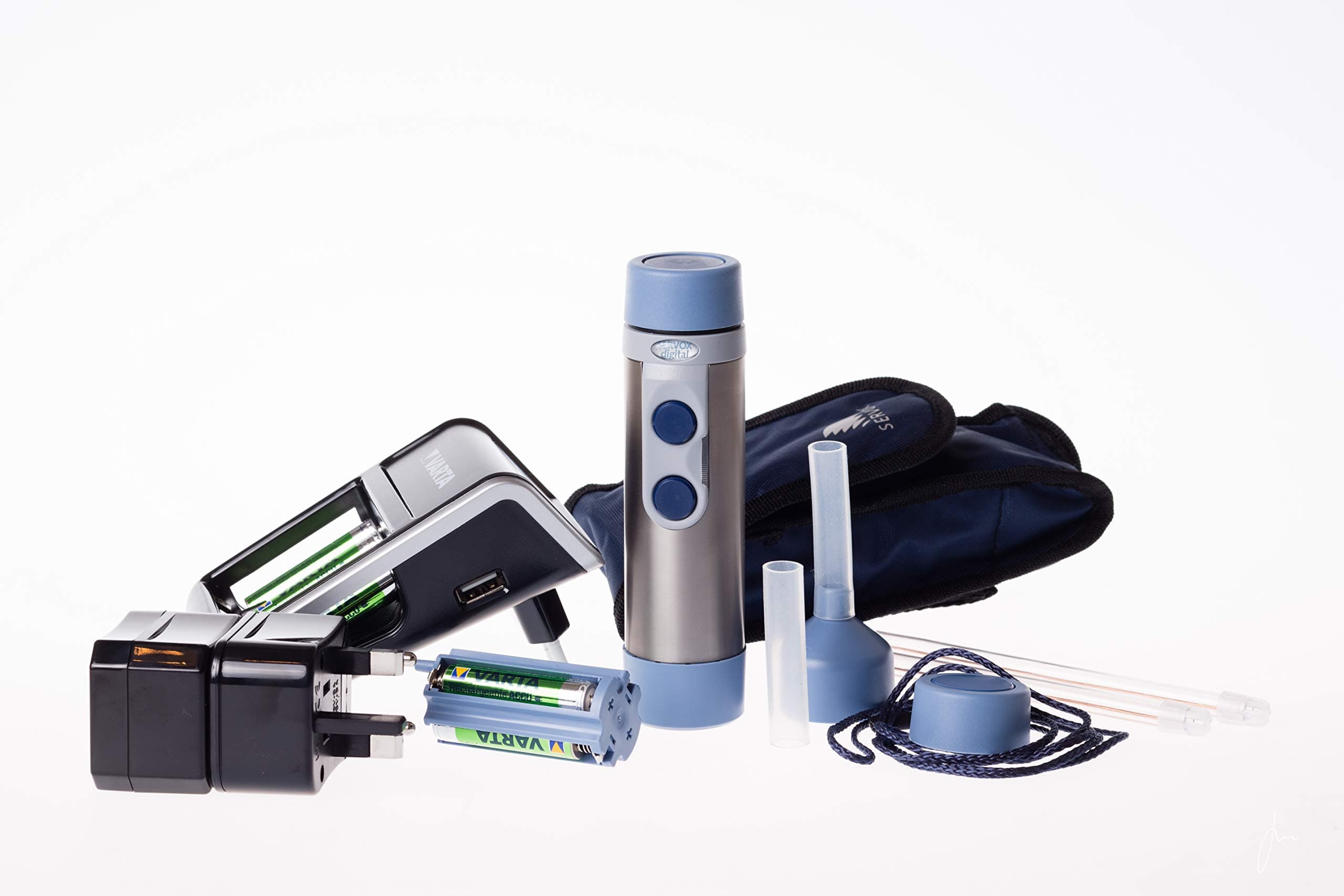 Digital XL Electro Larynx Speech Aid, Electronic Speaking Device, and Artificial Larynx for Voice Impaired. Improved Model with Twice The Talk Time. Includes Batteries, Charger, and Adaptors