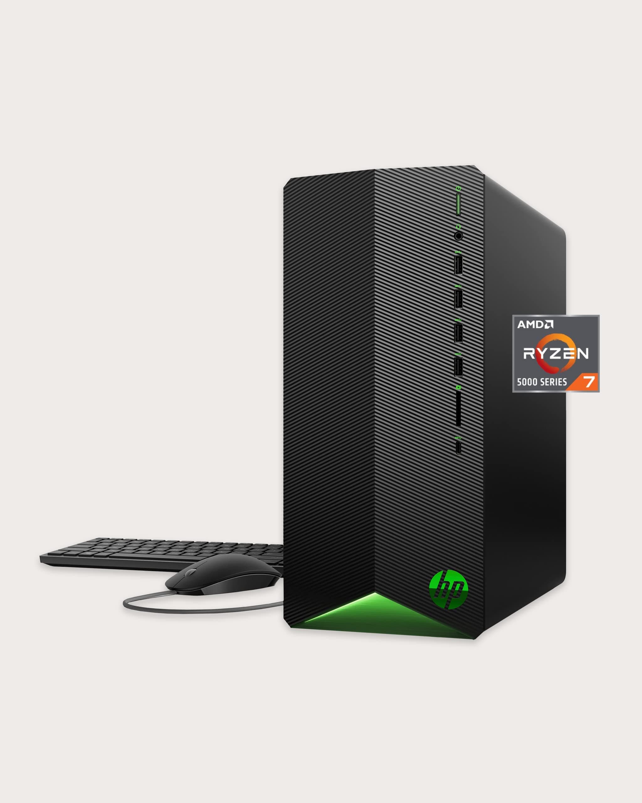Pavilion Gaming Desktop, AMD Ryzen 7 5700G Processor, NVIDIA GeForce RTX 2060 graphic, 16 GB RAM, 1 TB SSD, Windows 11 Pro (TG01-2460, shadow black)