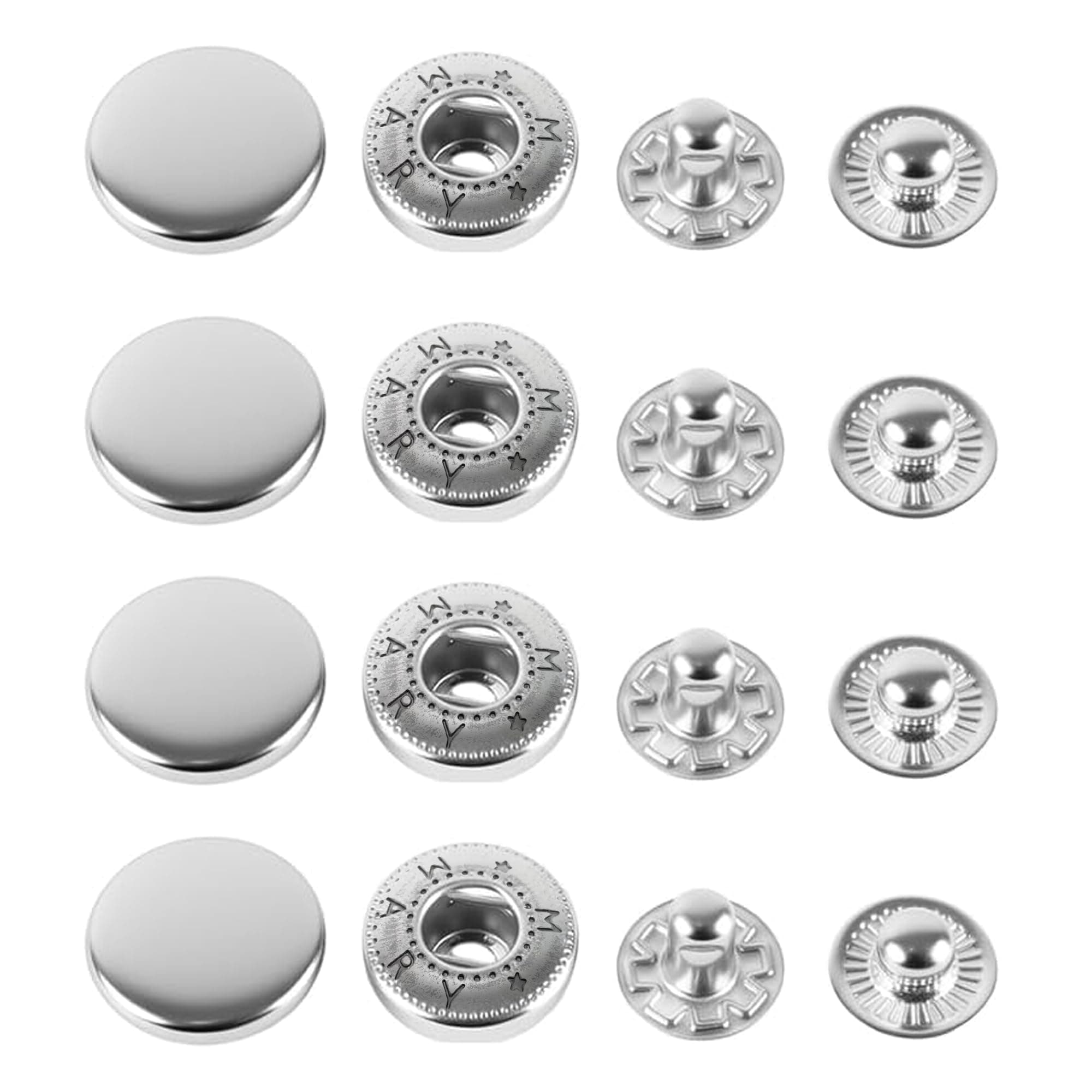 CRAFTMEMORE 50 Sets Silver Snap Buttons S-Spring Socket Popper Fasteners for Jacket Bag Closures #633 VT5 (12mm (0.47"))
