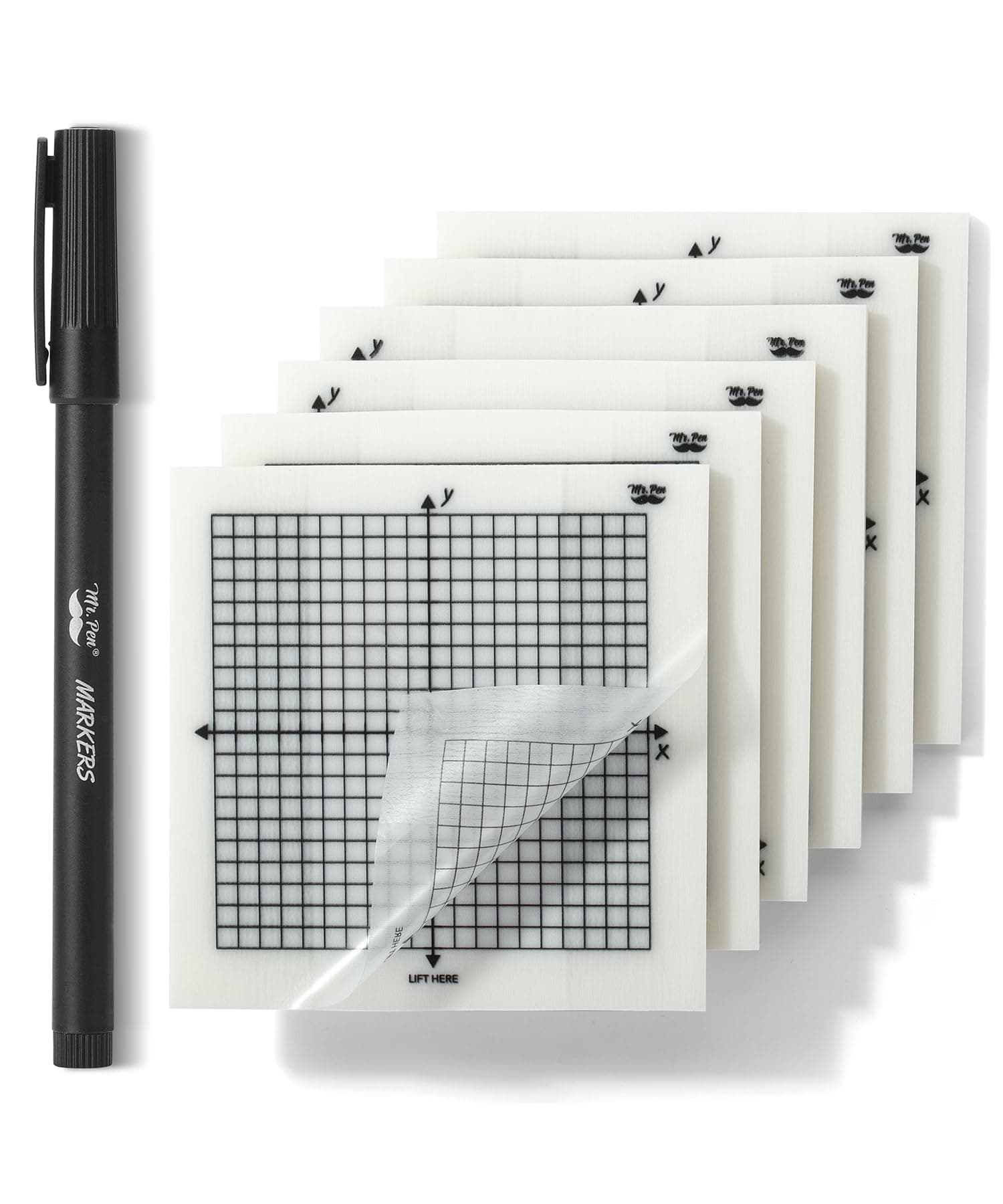 Transparent Mini Graph Notes - 300 Sheets, 3x3 Inch Grid Sticky Notes
