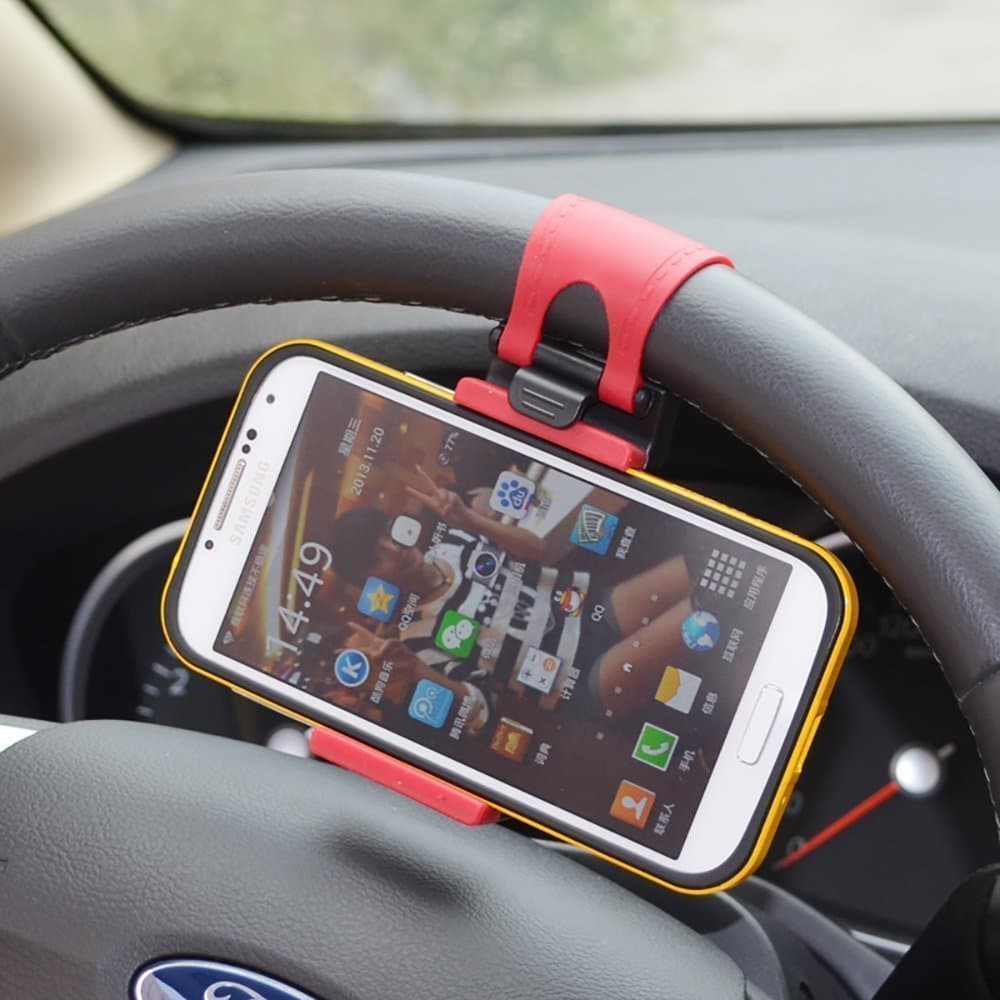 Mobile Phone Holder Mount Clip Buckle Socket Hands Free on Car Steering Wheel for iPhone 5/5G/ 4/4S,HTC, Samsung Galaxy, PDA and Smart Cellphones