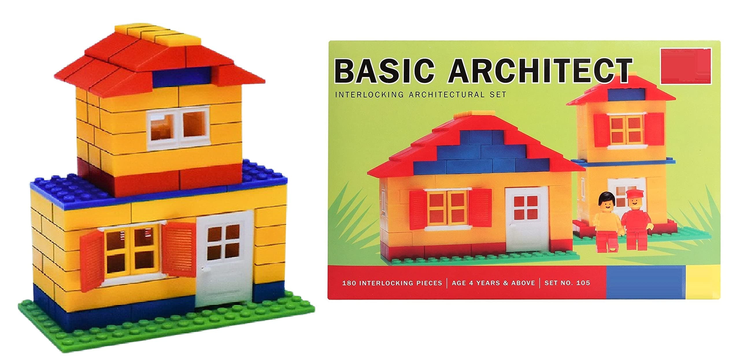 NGEL Basic Architect Block Set, 180 Pieces Interlocking Block Set, Construction & Building Block Game Set For Kids, Multi