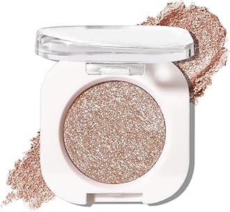 Single Glitter Eyeshadow Palette, Champagne Glow Shimmer Eyeshadow, Ultra-fine Lightweight Powder, High Pigment, Long Lasting, Blendable Eye shadow, 9#Moonstone