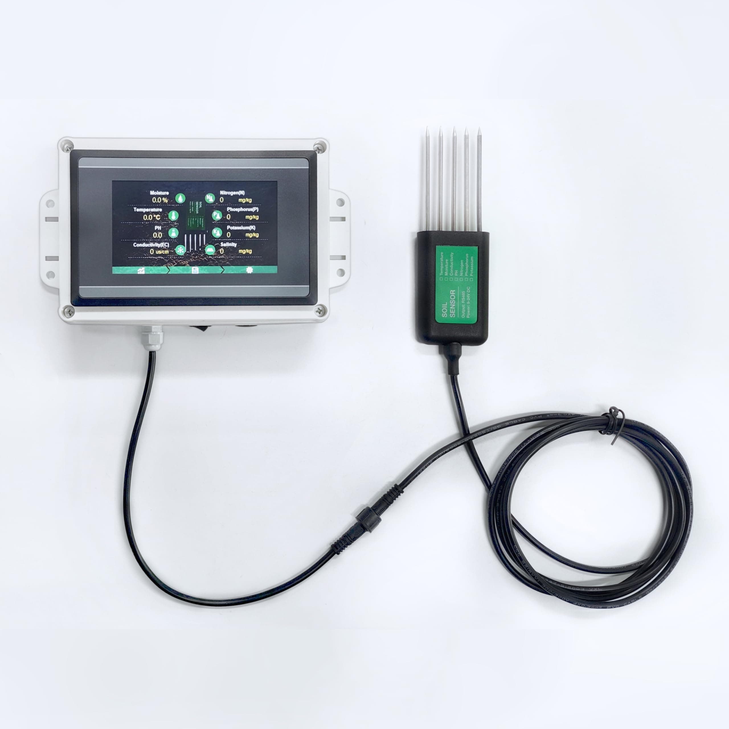 Soil Moisture Temperature Humidity EC PH NPK Sensor 7 in 1 Rapid Soil Tester Meter