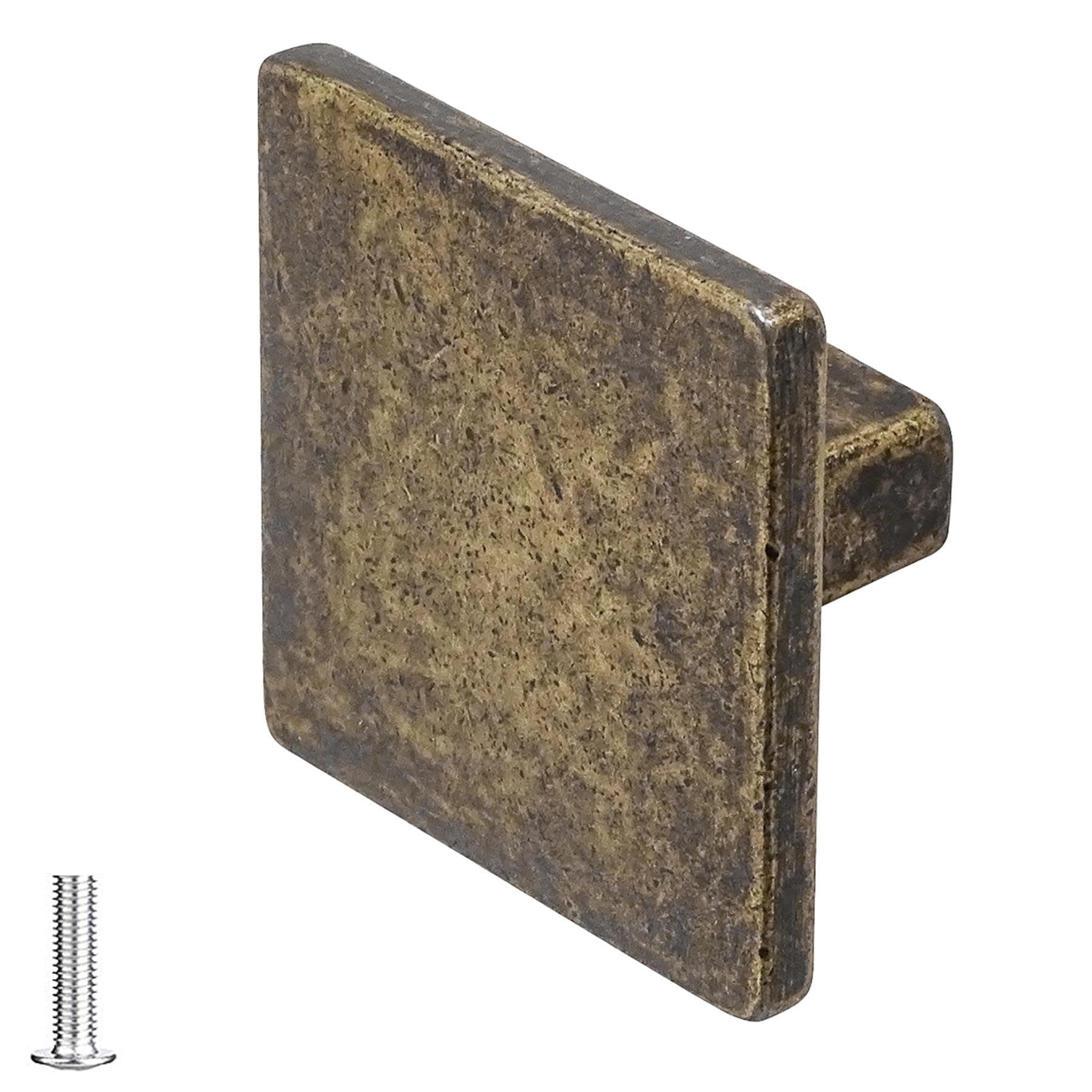 Decoranddecor Calla Square Cabinet Knob Door Pull Handle Kitchen Cupboard Furniture Drawer (1 Pack, Antique Brass)