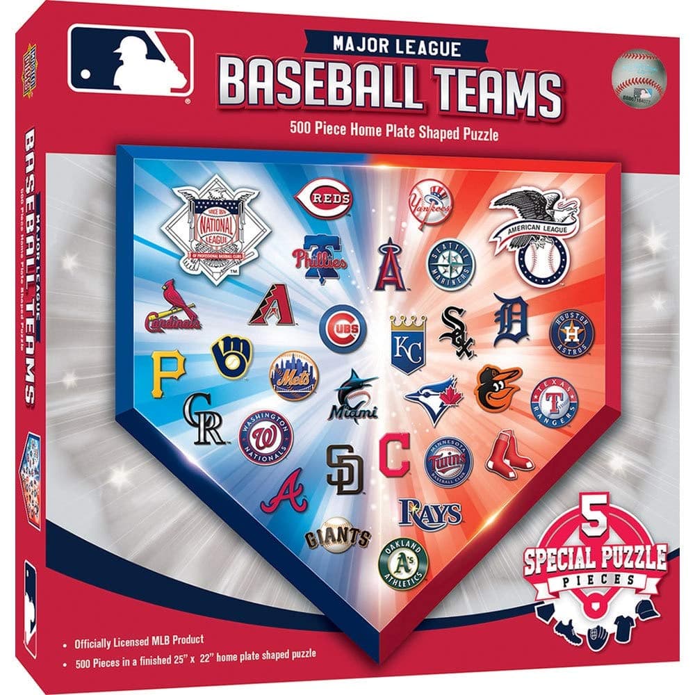 MLB1010: MLB Team Logos 500pc Homeplate Shaped Puzzle