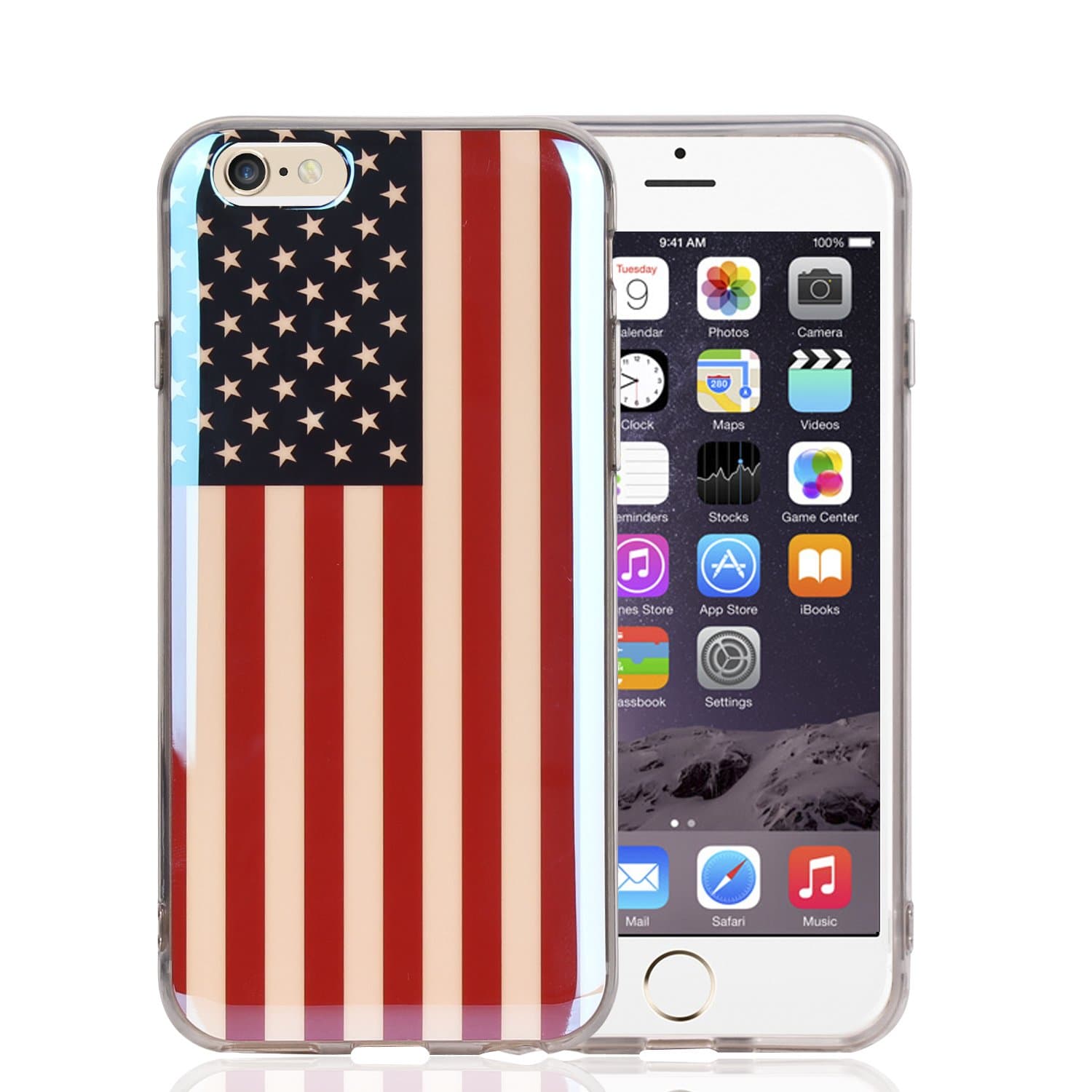 iPhone Case, JOYONE UltraThin Electroplating Blue Light Soft iPhone Case US Flag (5.5 for iPhone 6 Plus/6S Plus)