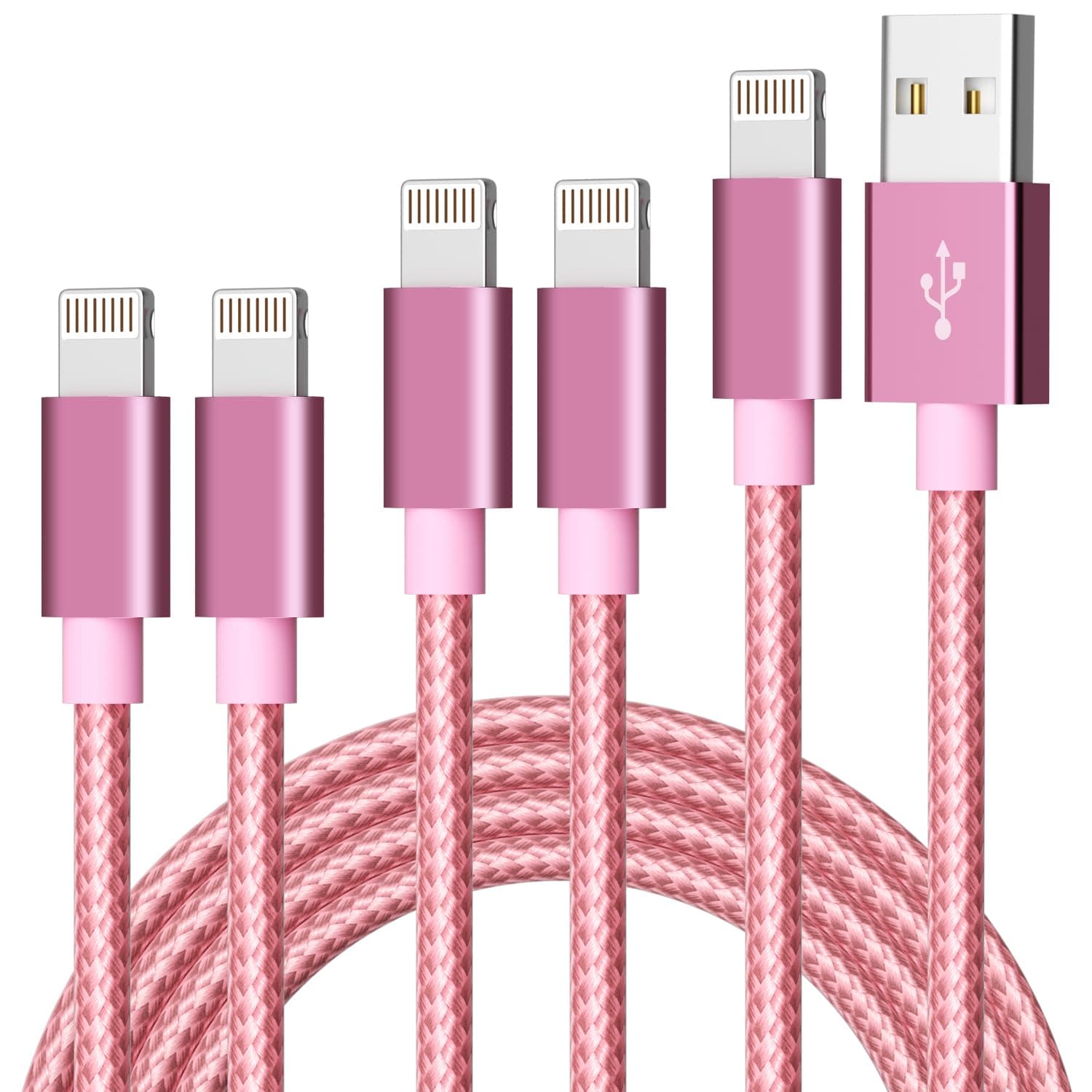 IDISON [MFi Certified 5Pack(3/3/6/6/10FT) iPhone Charger USB Lightning Cable Nylon Braided Fast Charging Cord Compatible iPhone14/iPad/iPod/All iPhones